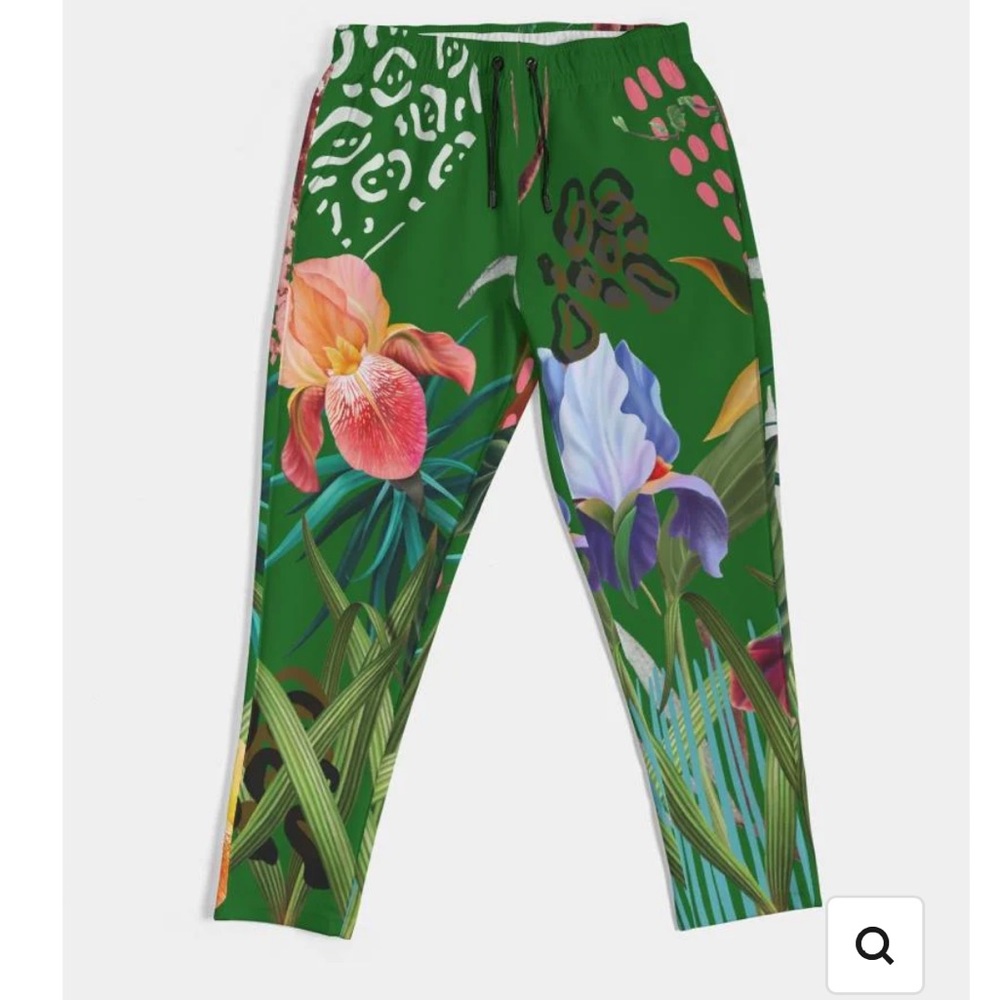 Green floral joggers